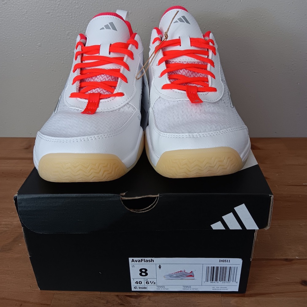 Adidas AvaFlash Tennis Shoes Womens 8 White Orange NEW IH0511 Sneakers - Picture 2 of 8